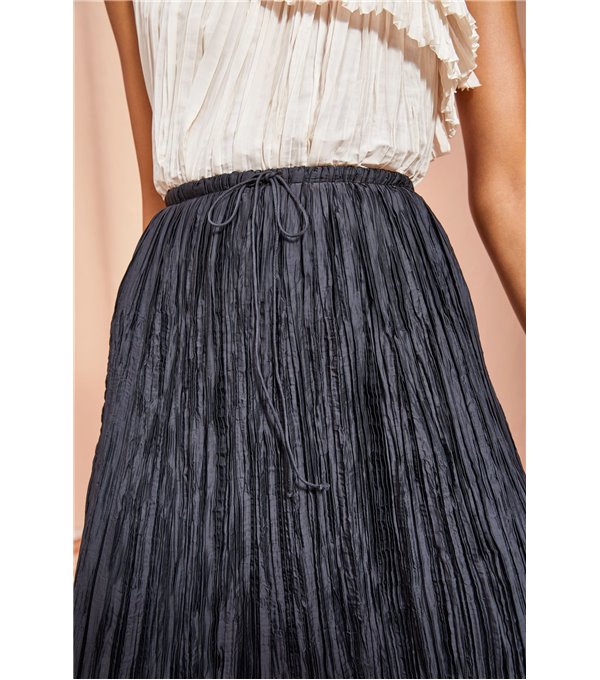 DIONI - Pleated midi skirt - black