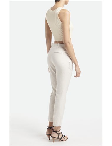 MOUSTIQUE - Linen trousers - ecru