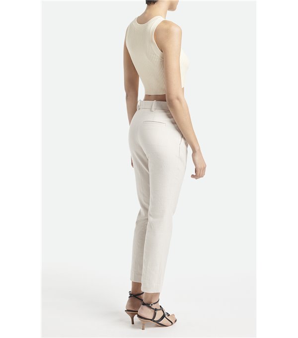 MOUSTIQUE - Linen trousers - ecru