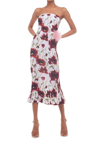 Strapless dress - poppies