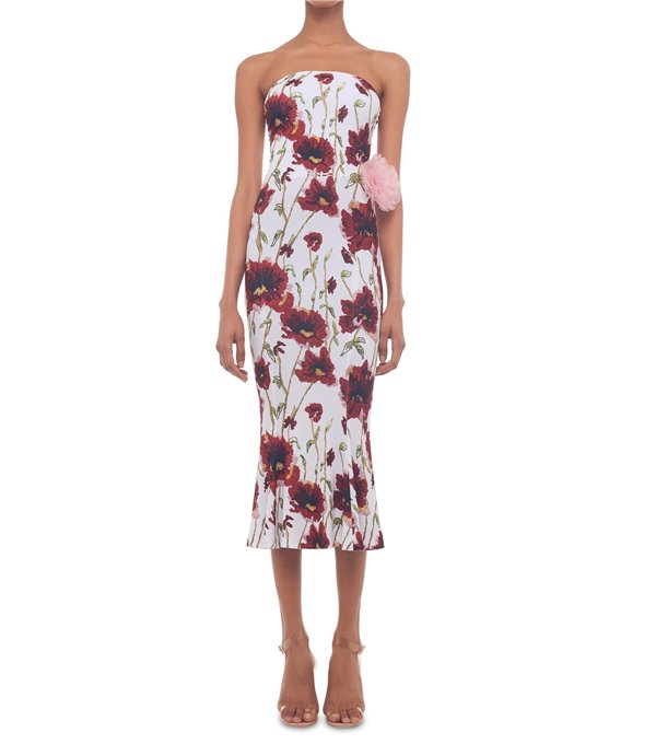 Strapless dress - poppies