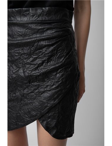 JULIPE - Leather skirt - black