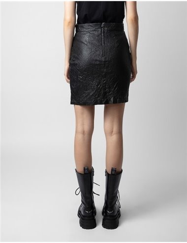 JULIPE - Leather skirt - black