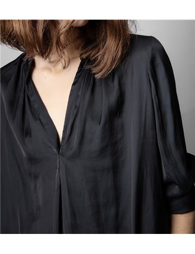 TINK SATIN - Satin blouse - black