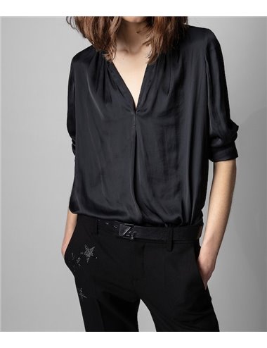 TINK SATIN - Satin blouse - black