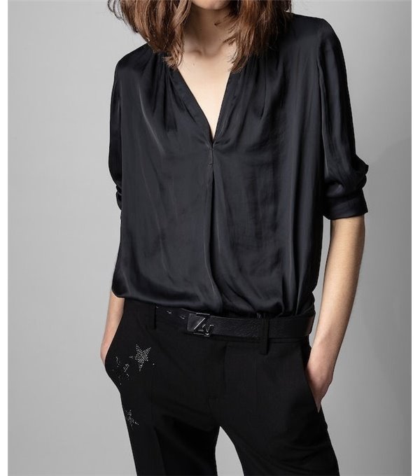 TINK SATIN - Satin blouse - black