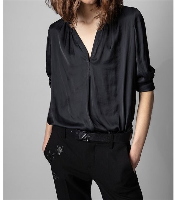 TINK SATIN - Blusa satinada - negro