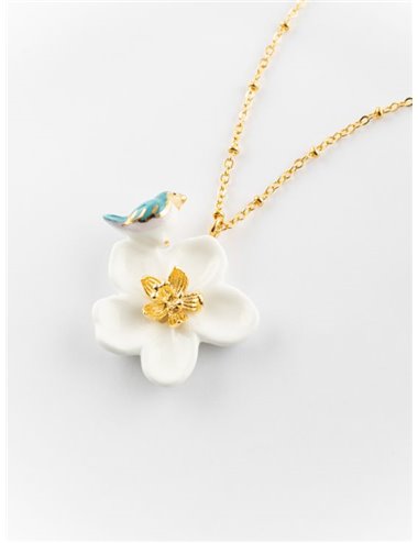 Collar flor pajaro