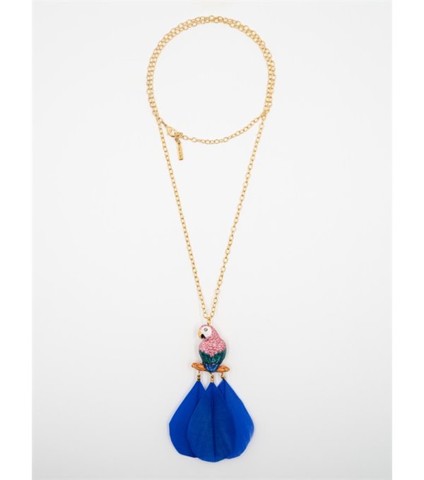 Chain necklace - parrot and feathers