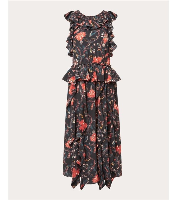 VIOLETA - Printed silk ruffle dress