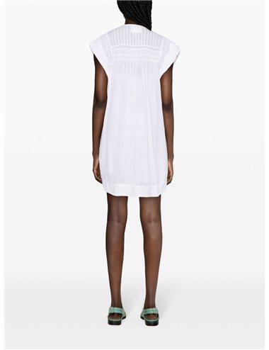 LEAZALI - Pleated neckline dress - white