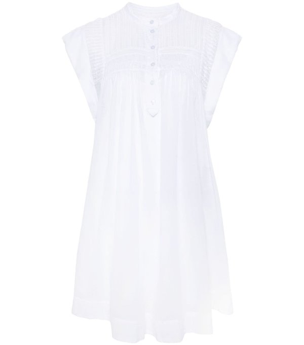 LEAZALI - Pleated neckline dress - white