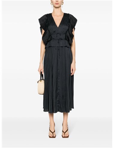 Isabelle Merino Wool Wrap Tank Dress - Black - wool
