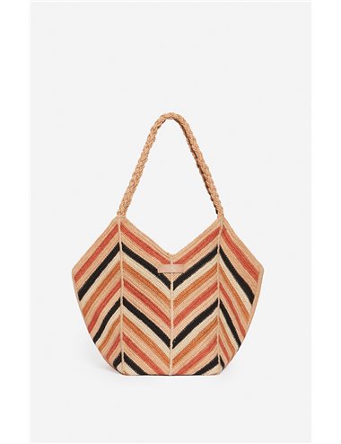 PANIER-Bolso rafia rayas grande