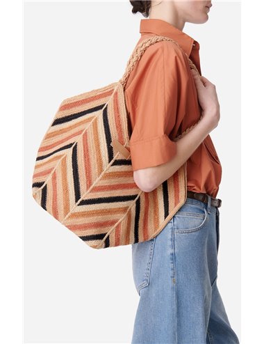 PANIER-Bolso rafia rayas grande