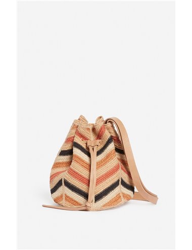 SAC BOURSE - Striped raffia bag