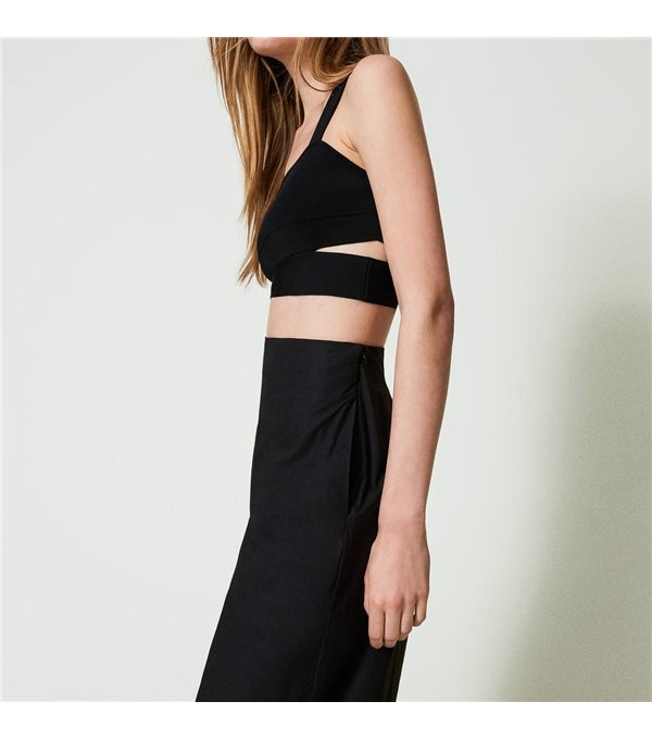 Stretch crop top - black