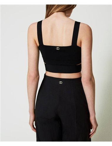 Stretch crop top - black