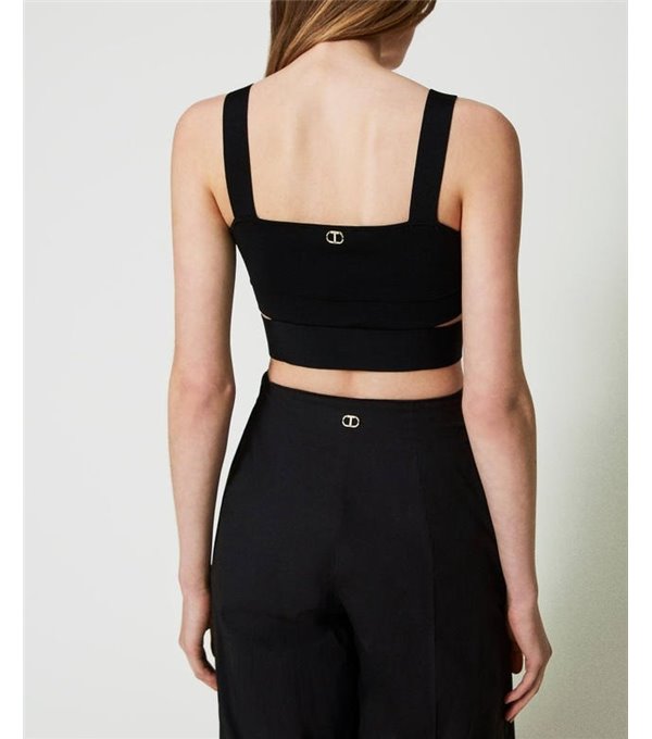 Stretch crop top - black