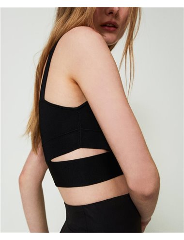 Stretch crop top - black