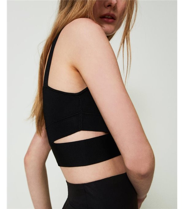 Stretch crop top - black