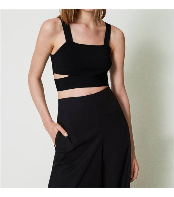 Stretch crop top - black