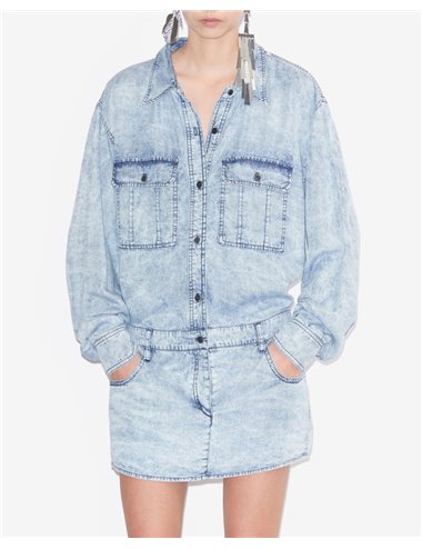 PALVINA-Vestido camisero denim