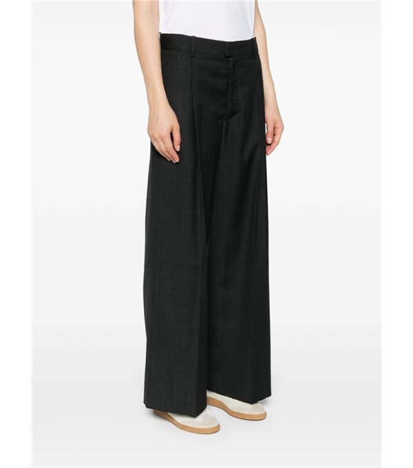 ROMINA - Wide check trousers - anthracite