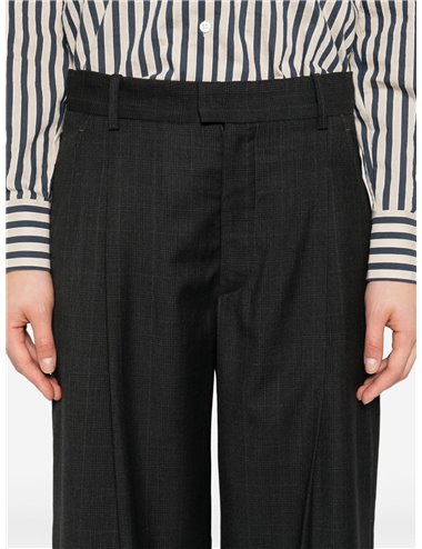 ROMINA - Wide check trousers - anthracite