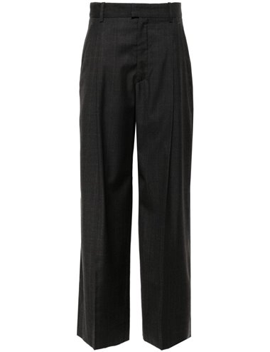 ROMINA - Wide check trousers - anthracite