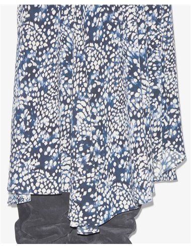 HORTENSIA - Long printed skirt - blue