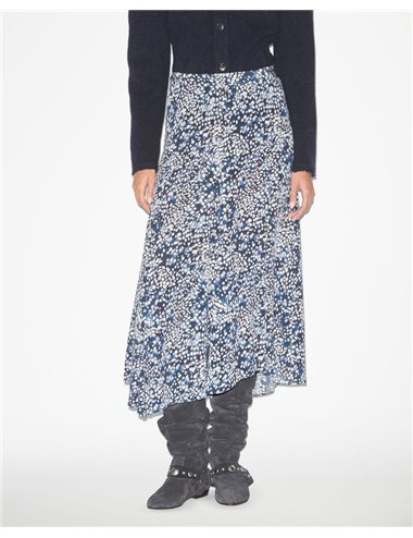 HORTENSIA - Long printed skirt - blue