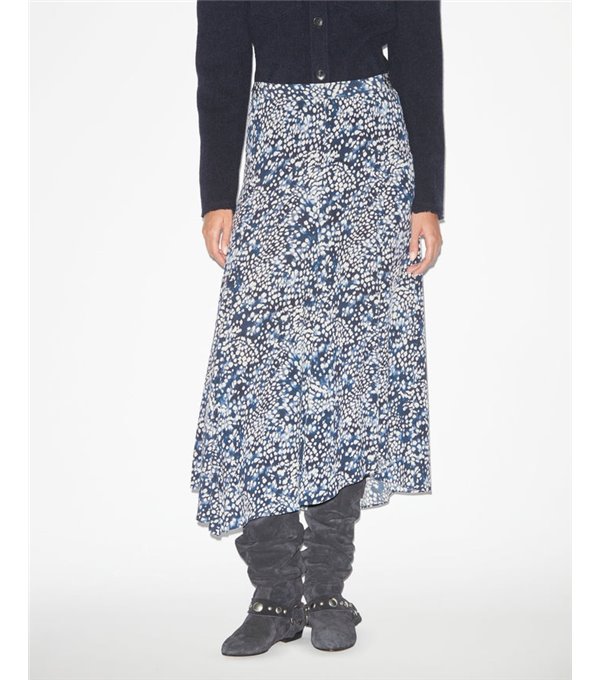 HORTENSIA - Long printed skirt - blue