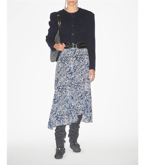 HORTENSIA - Long printed skirt - blue