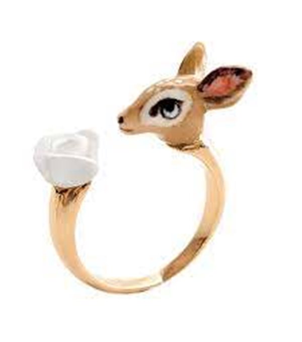 Deer and flower ring