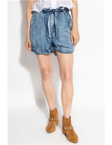 PIERINE - Fine denim shorts - blue