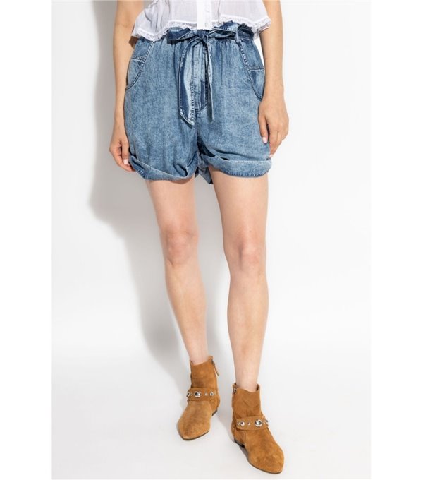 PIERINE - Fine denim shorts - blue