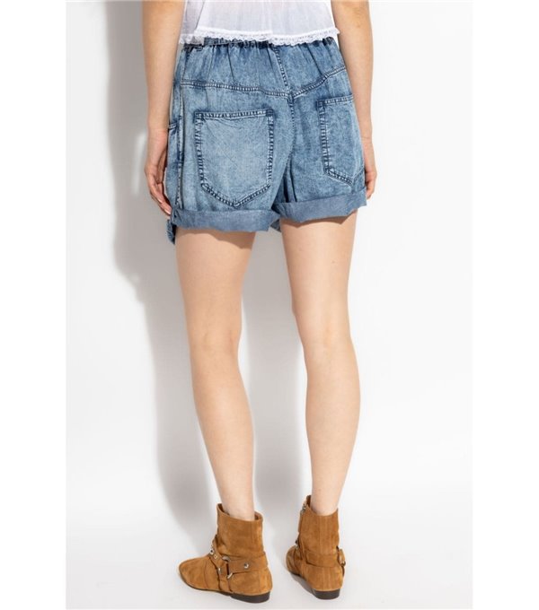 PIERINE - Fine denim shorts - blue