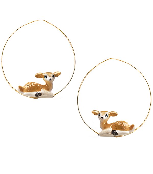 Deer hoop earrings