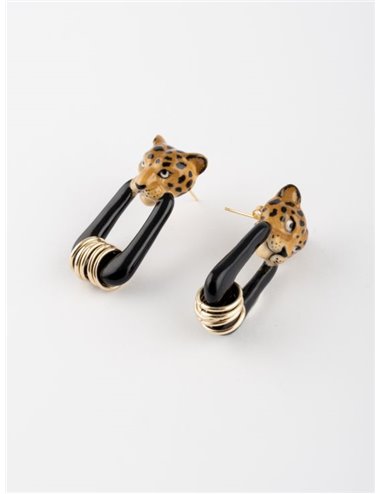 Pendientes leopardo negro