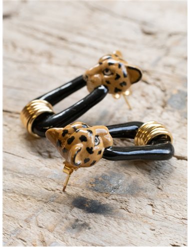 Pendientes leopardo negro