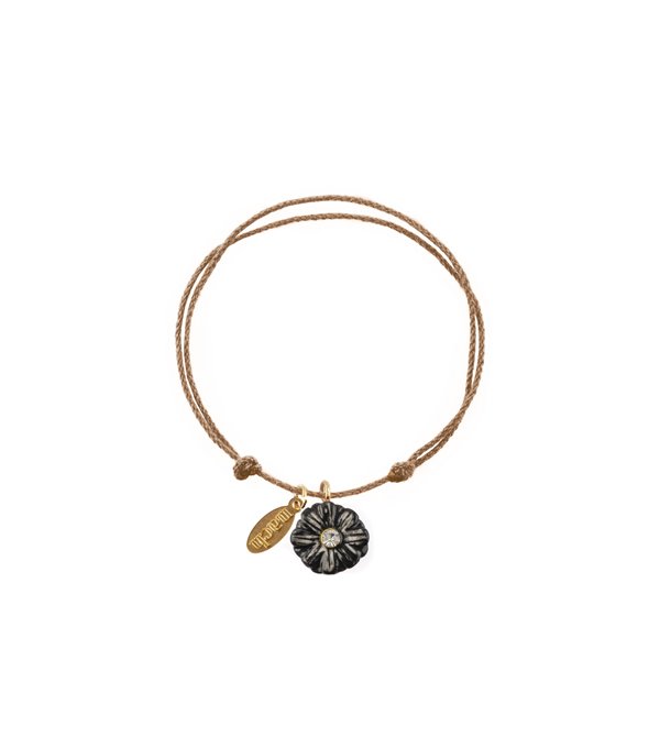 Pulsera cuerda flor negra