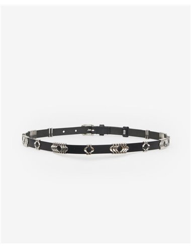 ODENA - Slim belt with appliqués - black