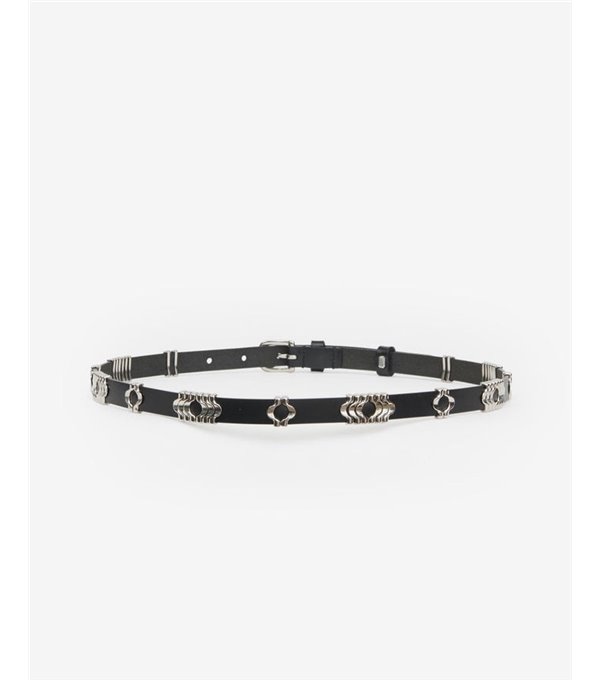 ODENA - Slim belt with appliqués - black