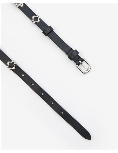 ODENA - Slim belt with appliqués - black