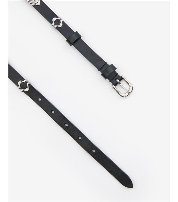 ODENA - Slim belt with appliqués - black