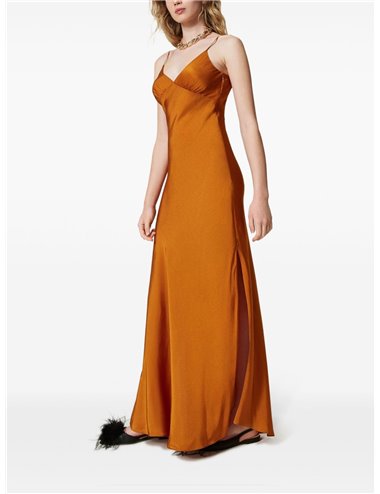 Satin maxi dress - mustard