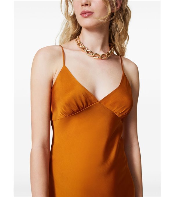 Satin maxi dress - mustard