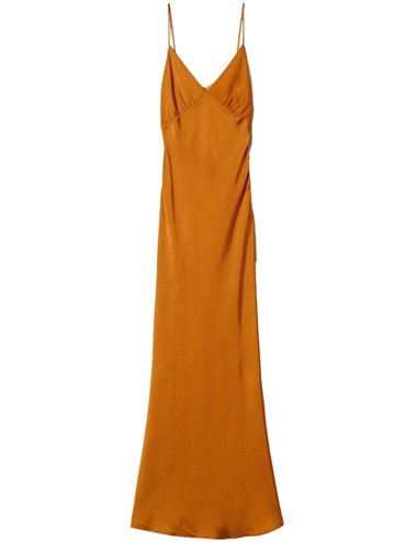 Satin maxi dress - mustard