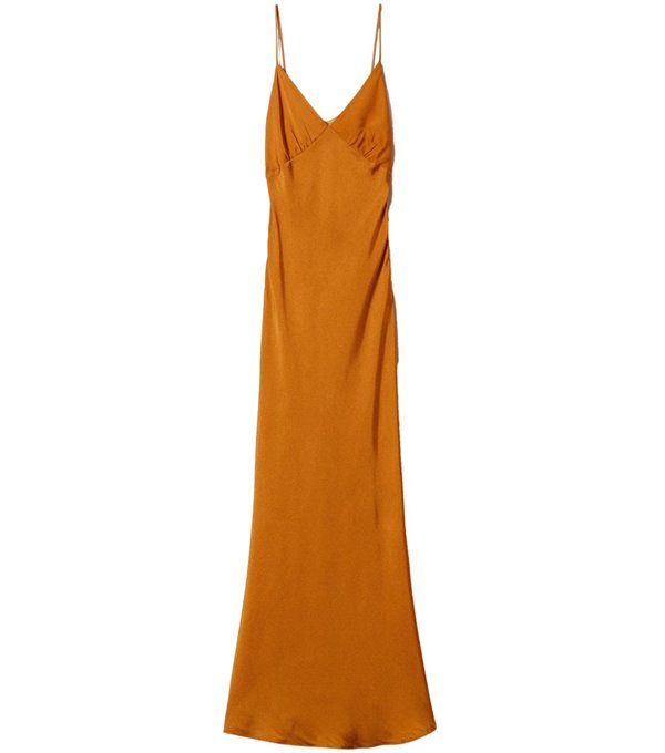 Satin maxi dress - mustard